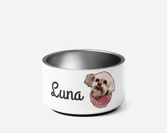 Custom Dog Pet Food Bowl, Personalized Pet Portrait Ceramic Bowl with Name, Dog Bowl Stand, Pet Feeder, Dog Water Bowl, Dog Accessories