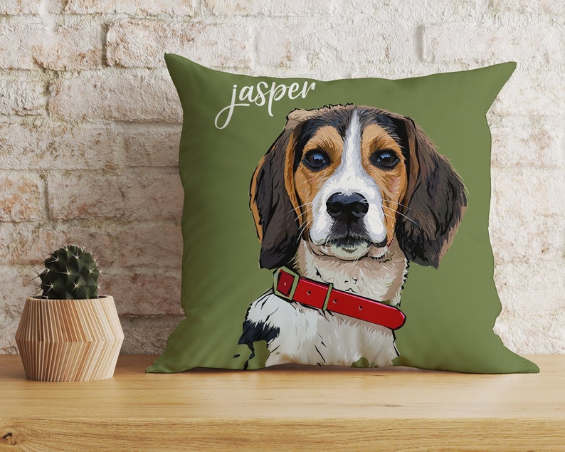 Custom Pet Pillow, Personalized Pet Portrait Throw Pillow, Indoor Outdoor Pillow, Decorative Pillow, Dog Memorial, Dog Cushion, Mom Gifts image 3