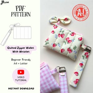 Quilted Keychain Wallet Sewing Pattern | Zipper Pouch with Wristlet (PDF Pattern)