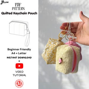 Gestepptes Schlüsselanhänger-Etui mit Handgelenkschlaufe | Digitales PDF-Schnittmuster | Schritt-für-Schritt-Videoanleitung