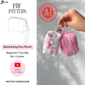 Quilted Keychain Pouch with Wristlet | Digital PDF Sewing Pattern | Step-by-Step Video Tutorial