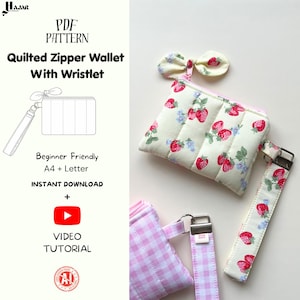 Quilted Keychain Wallet Sewing Pattern | Zipper Pouch with Wristlet (PDF Pattern)