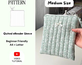 Quilted eReader Sleeve Sewing Pattern | Medium Size (Digital PDF)