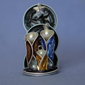 Miniaturowa ręcznie robiona szopka w kapsułkach kawy, dekoracja świąteczna, święta rodzina, dekoracja domu, prezent świąteczny, Maryja Józef Jezus