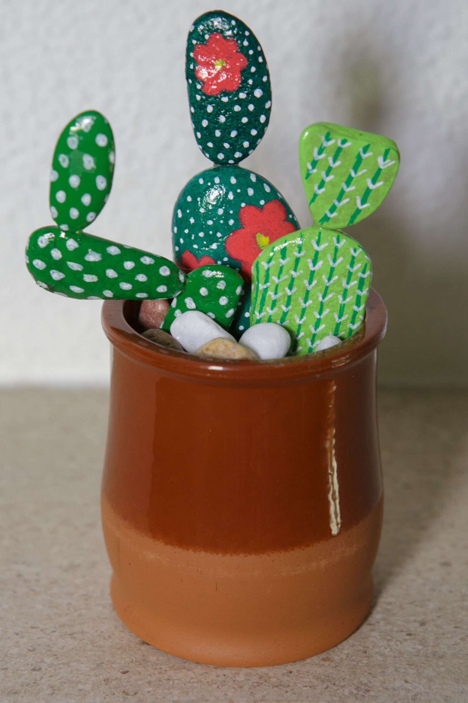 Handpainted Pebble Cacti Vases Etsy
