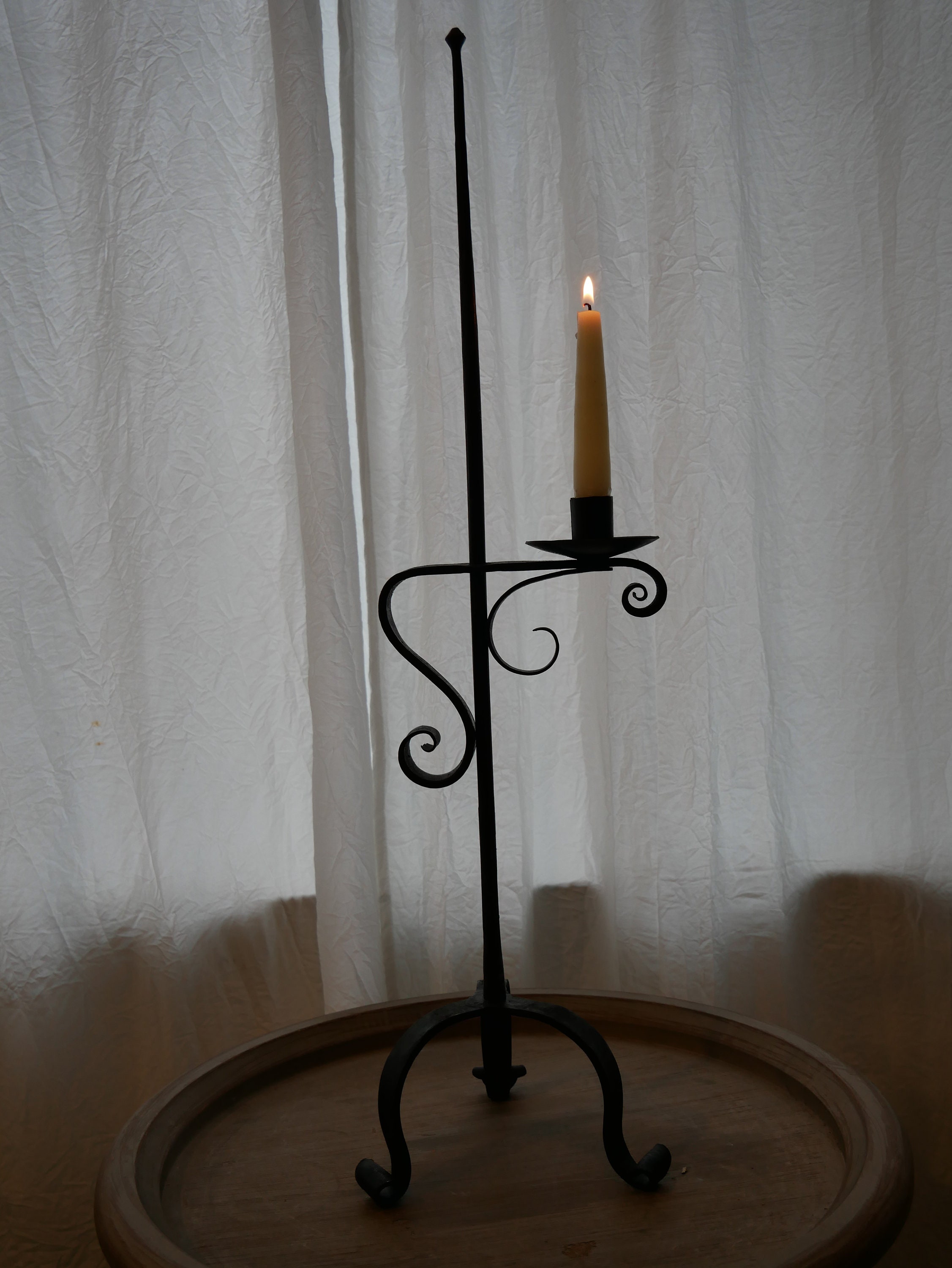Rustic, Primitive, Early American, Hand Forged Candle Holder