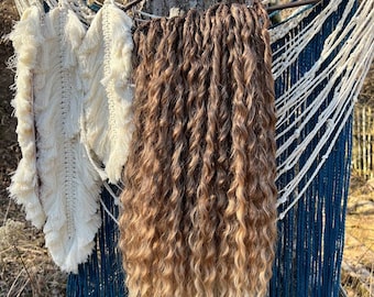 Ombre Gold Metallic Synthetic DE Dreadlocks Extensions, Wavy Synthetic Hair Extensions, Dreadlocks for Boho Hairstyles, Christmas Gift Wife