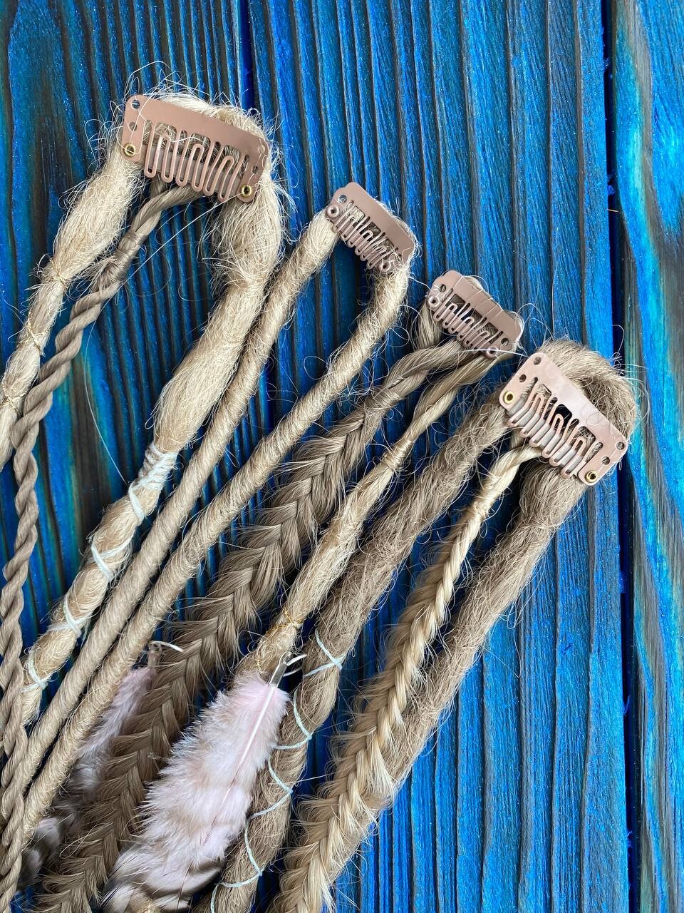 Pastel dread and braids clip ins. Blonde dread decoration. Etsy