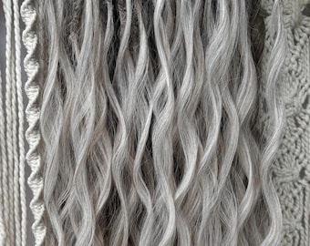 Pre twisted hair crochet, lightweight soft synthetic dreads extensions, wavy double ended ash blond dreadlocks, tie in pre made dreads