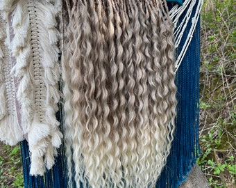 Synthetic wavy blond hair extensions, crochet dreads, double ended thick dreads, boho blond ombre curly dreads braids, loose wave dreadlocks