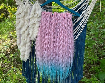 Wavy synthetic dreads full set Synthetic crochet dreads extensions pale pink to blue. Boho de dreadlocks ombre