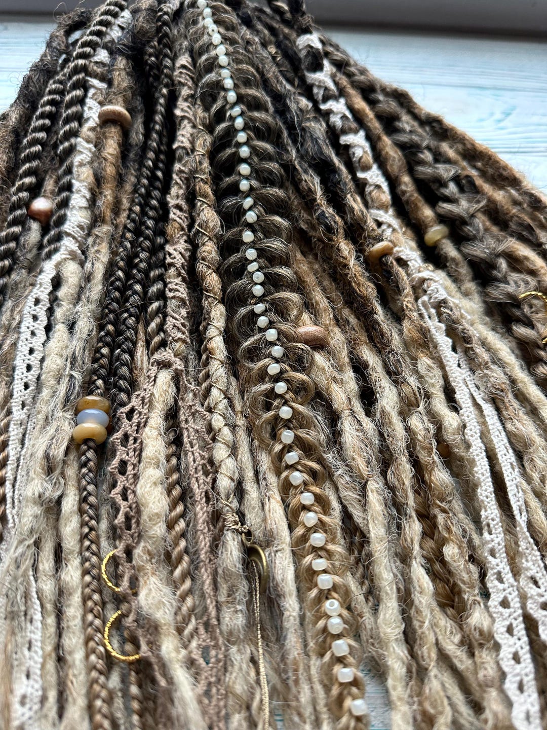 Braids in Dreads Extensions Full Set, Decorated Dreads Extensions ...