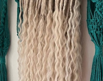 Light blond curly wavy hair set, double ended braid in synthetic dreads extensions, temporary long dreadlocks full set, gift for wife