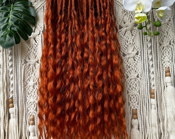 Ginger synthetic dreads full set, tie in dreads, pre made dreads, pre twisted hair crochet, lightweight dreads, loose wave dreadlocks