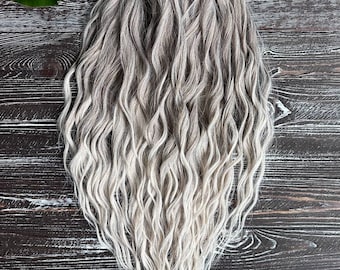 Loose wavy platinum blond hair extensions, soft kanekalon crochet dreads extensions, boho double ended dreadlocks, braid in curly dreads
