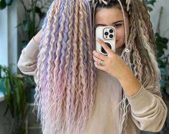 60 DE loose wave blonde purple dreadlocks with braids
