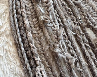 SE open ends dreadlocks, single ended braids extensions, platinum blond wavy hair extension, decorated permanent locks set, Christmas gift