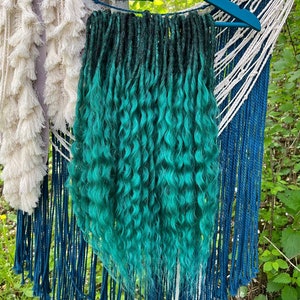 Turquoise Synthetic Dreads Extensions, Curly Hair Dreadlock Extensions, Wavy Dreadlock Extensions, Fantasy Hair for Festivals, Girlfriend gift
