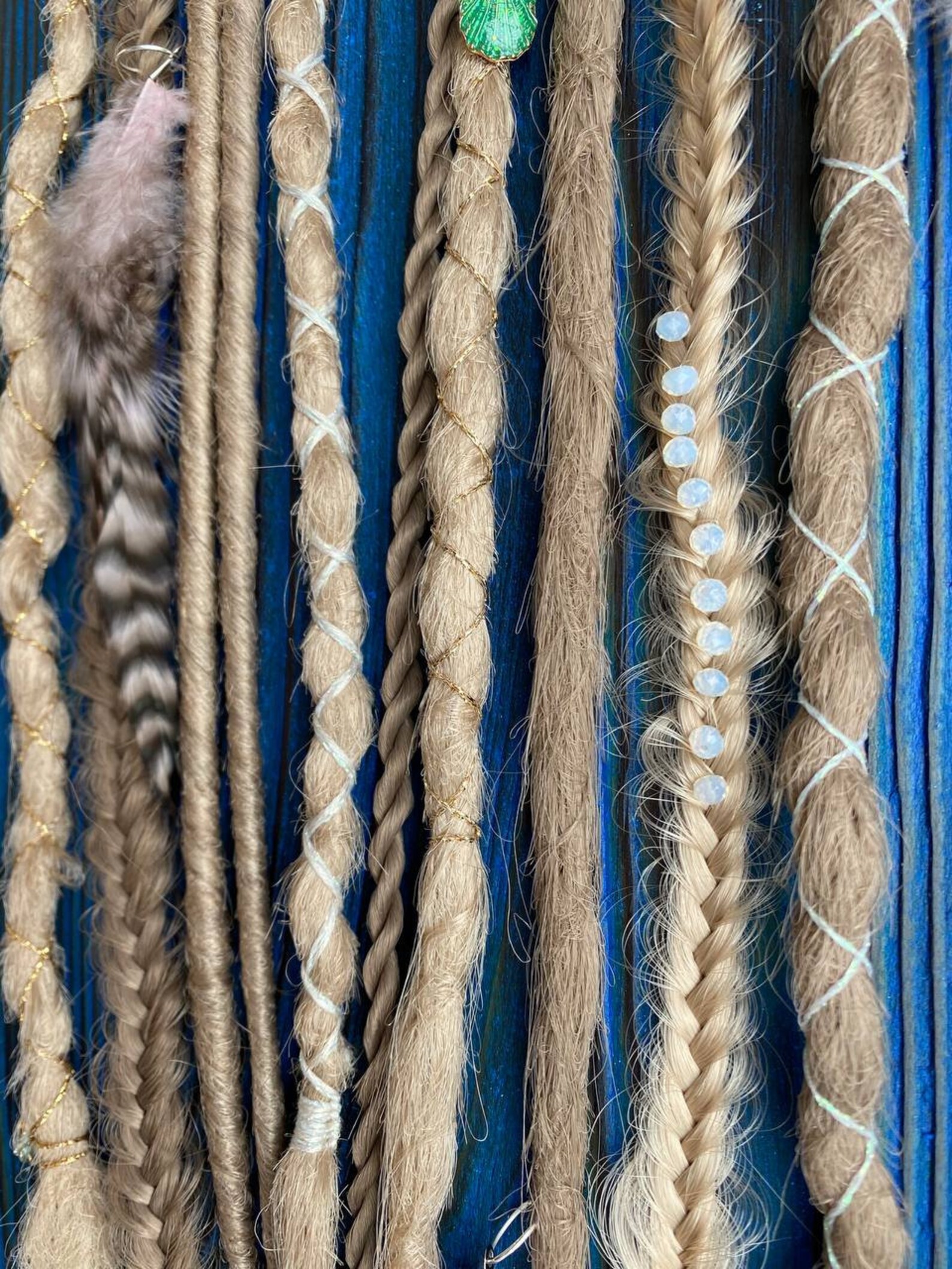 Pastel dread and braids clip ins. Blonde dread decoration. Etsy