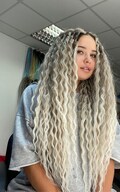 Synthetic crochet dreads extensions dark blond to cold ash blond, boho de dreadlocks ombre, loose wave lightweight pre twisted hair crochet product logo