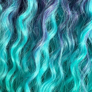 Extensiones de rastas marinas de sirena, rastas bohemias en turquesa y morado oscuro, extensiones de cabello turquesa vibrante, rastas kanekalon bohemias