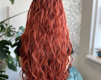 Ginger Braiding Hair Synthetic Dreads Extensions Set, Full Set Dreadlock Extensions, Fake Wavy Hair Gift For Her, Wife Christmas Gift