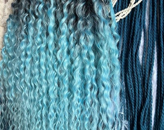 Dusty Blue and Gray Wavy Dreadlocks Set - Best Halloween Hairstyle