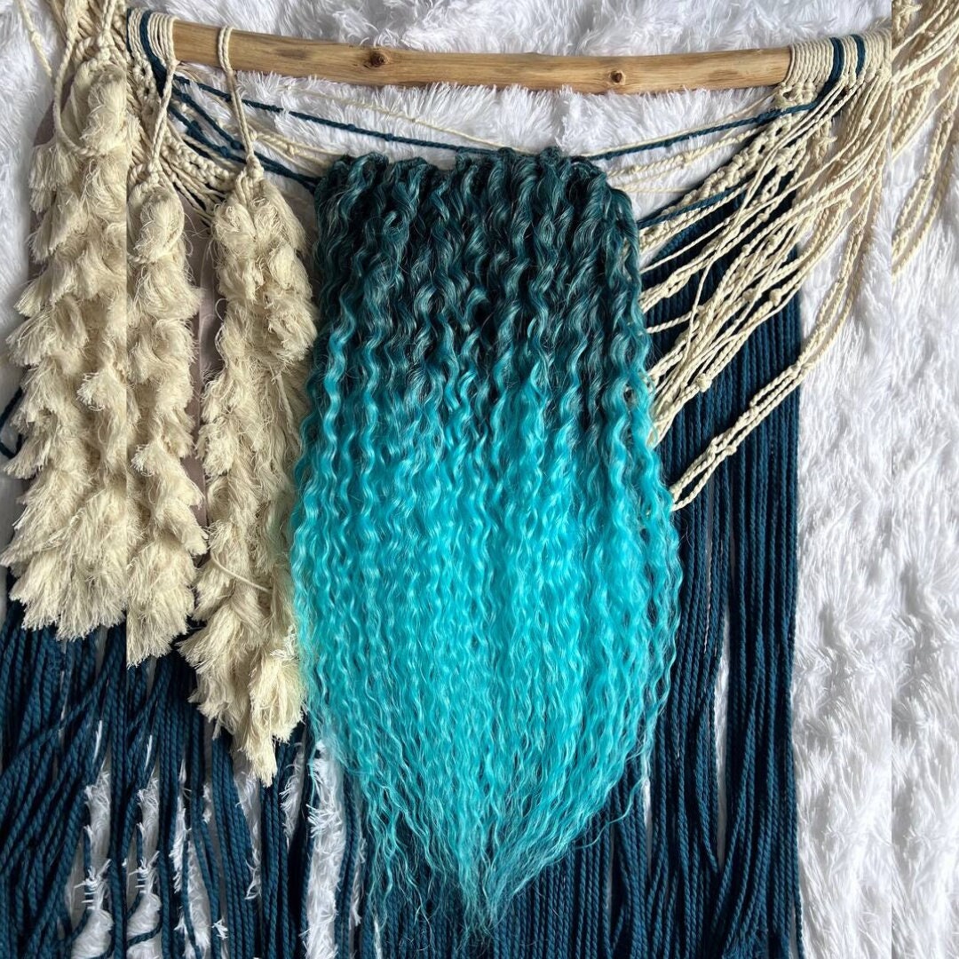 Wavy Synthetic Dreads Extensions Dark Brown/turquoise Blue Boho De Dreadlocks Ombre Full Set