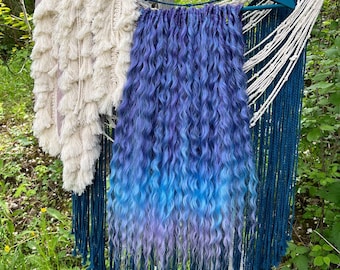 Purple to blue to lilac hair extensions, boho ombre double ended loose wave dreadlocks, long temporary locks, Halloween hairstyle