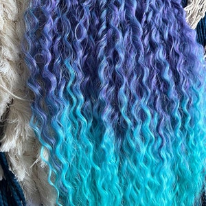 Turquoise dreads extensions, dark purple mermaid marine boho de dreadlocks, vibrant iridescent sheen extensions, bohemian kanekalon dreads