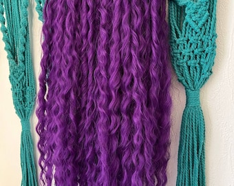 Double ended push up violet dreads, purple curly hair braid in extensions, crochet synthetic dreads extensions, witchy wavy hair extensions