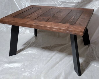 Solid Wood Coffee Table with Steel Angled Legs