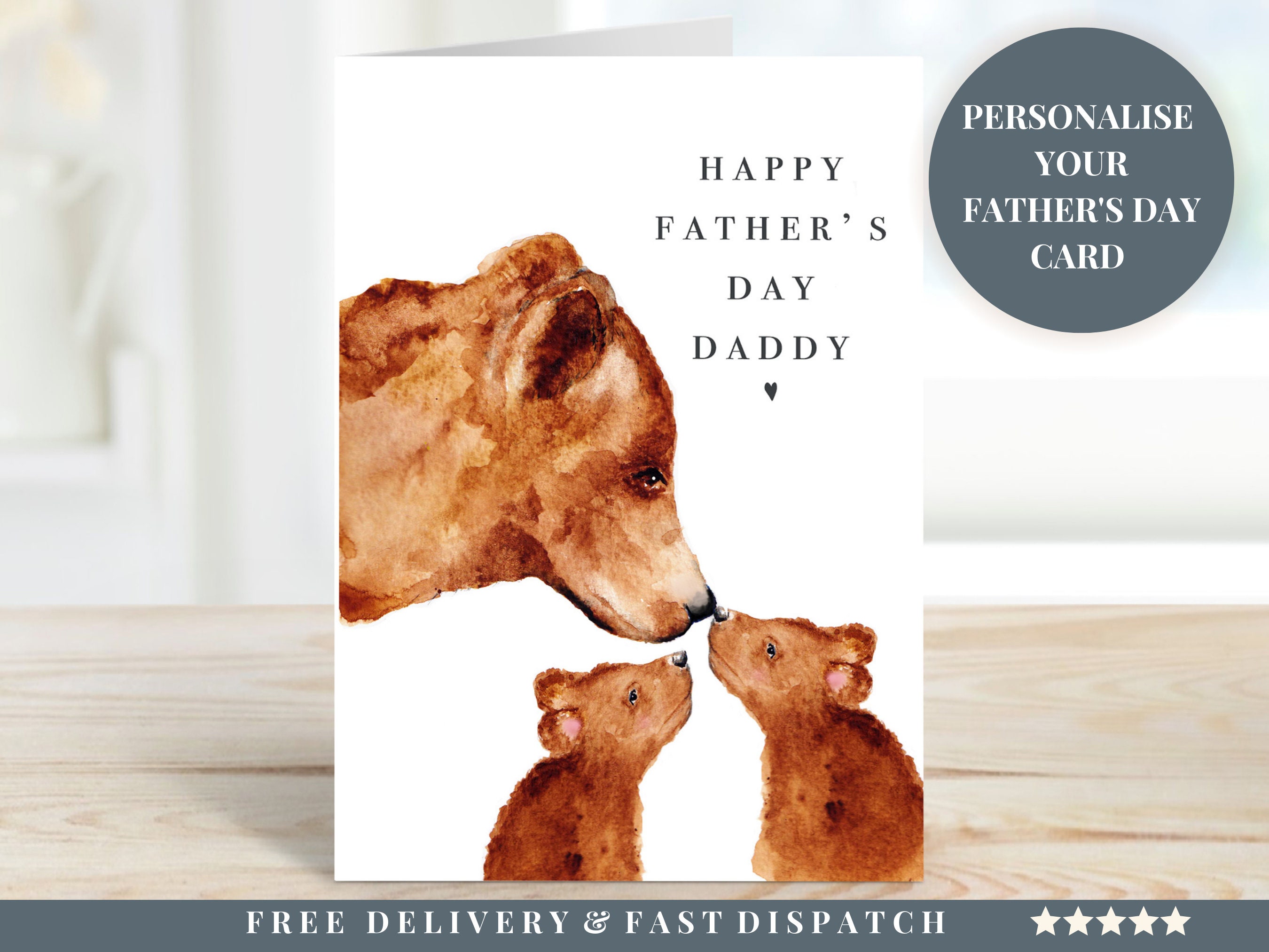 Personalised Father's Day Bear Kiss Card From Kids Daddy - Etsy UK