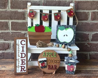 apple cider bar fall tiered tray decor set, red apple decor for kitchen, green apple classroom decor, apple for teacher gifts for women
