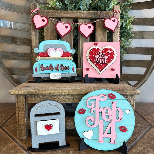 Valentine Tiered Tray Decor Set, Loads of Love, Valentine Decor, Valentine Truck, February 14, Be Mine, Valentine Farmhouse Decor,