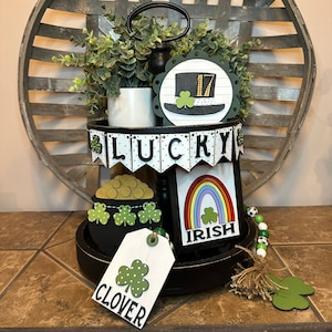St. Patrick&#39;s Day Tiered Tray Set, St. Patrick&#39;s Decor, Tiered Tray Signs, St. Paddy&#39;s decorations, St. Patrick&#39;s Day, Irish Sign