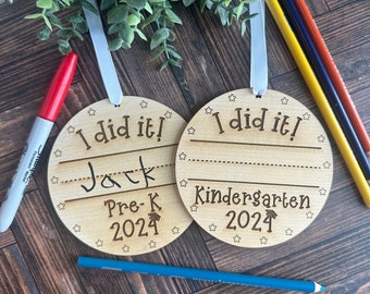 I did it graduation ornament wood, preschool graduation gifts for boys, head start keepsake ornament for kids, pre k grad gifts kindergarten