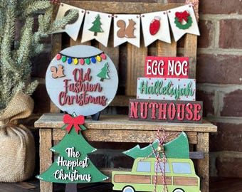 Christmas Vacation Tiered Tray Set, Christmas Decor, Christmas Tiered Tray Bundle, Christmas Vacation decor