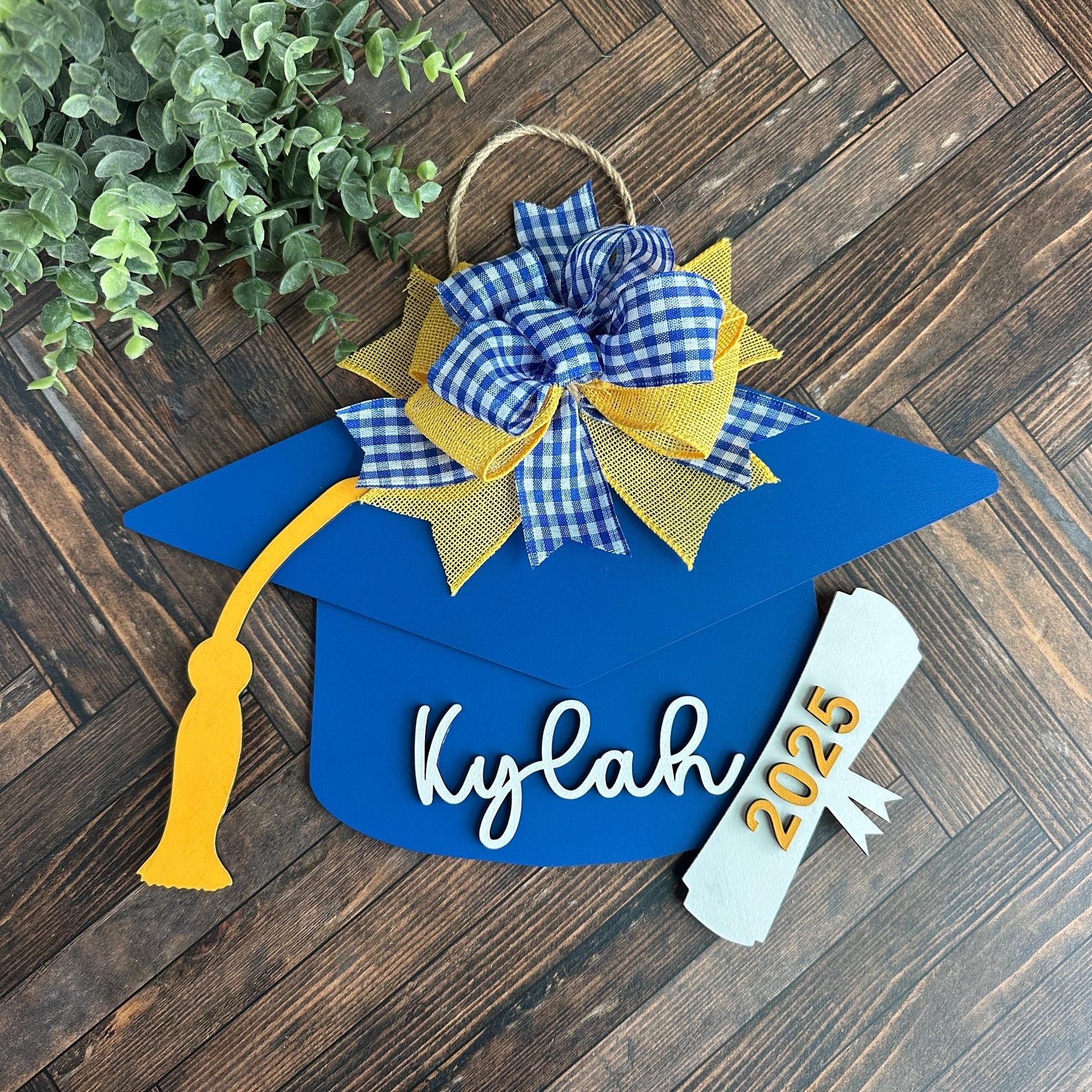 Graduation Hat Sign Personalized School Colors Graduation Hat Sign, Class of 2026 Door Sign ...