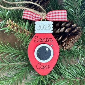 Adorno de vigilancia de Santa Cam, Adorno de Santa Cam, Regalo travieso o agradable, Vigilancia de Santa, Santa está mirando, Adorno de Navidad