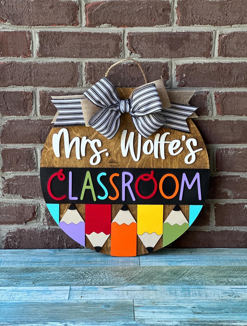 Personalized Cute Teacher Pencil Name Sign for Classroom Door Decor, 3D ...