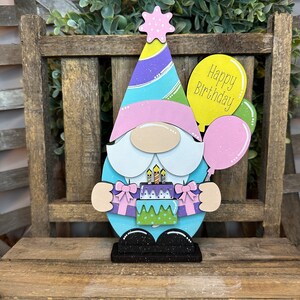Happy Birthday Gnome Shelf Sitter, Happy Birthday Tiered Tray Decor, Birthday Decor, Birthday Gnome Decor