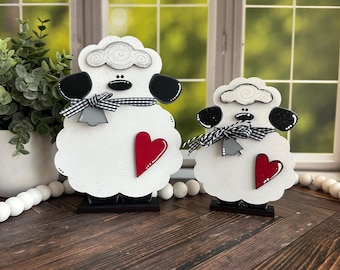 Easter lamb decor, Easter sheep tier tray decor Spring mantel decor, cute sheep gifts for adults, Easter hostess gifts for women, farm