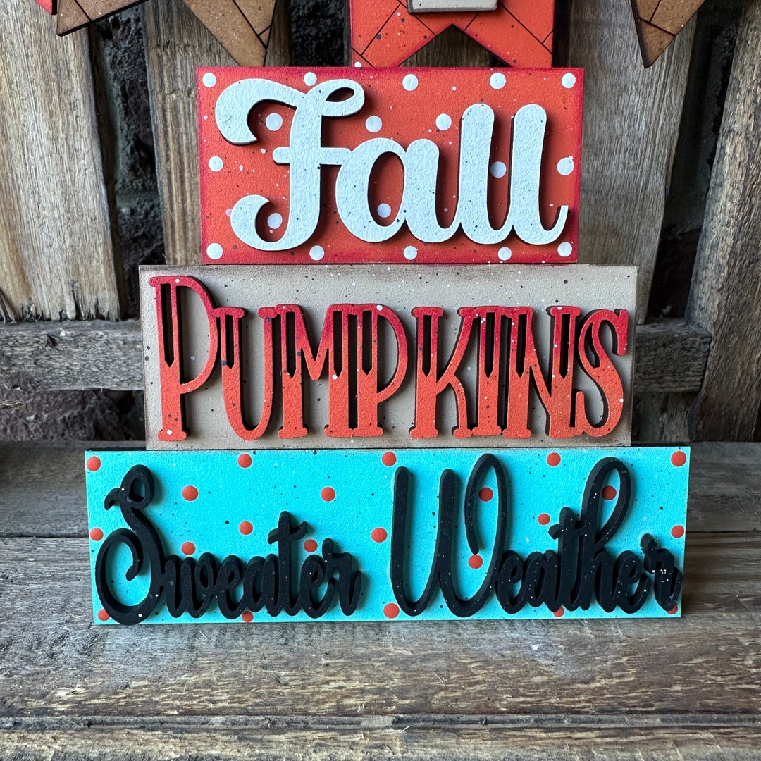 Fall and Pumpkins Sweater Weather Sign Wood, Fall Tiered Tray Decor ...