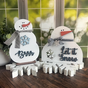 brrr pupazzo di neve da scaffale, cartello pupazzo di neve lascia che nevichi, grazioso decoro pupazzo di neve per la cucina, set di vassoi a più livelli invernali, cartelli pupazzo di neve dipinti a mano