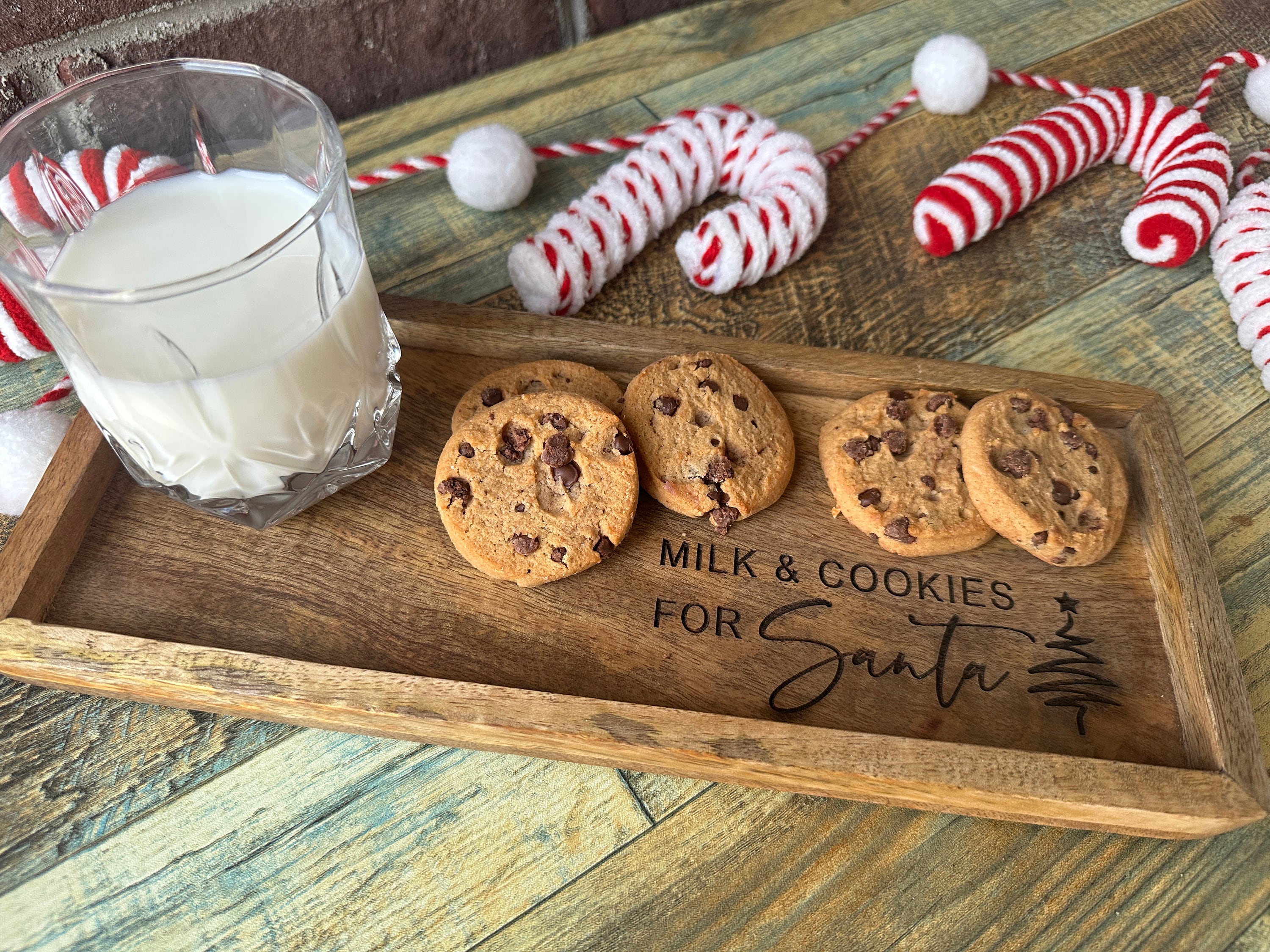 Milk and Cookies for Santa Tray, Personalized Santa Tray