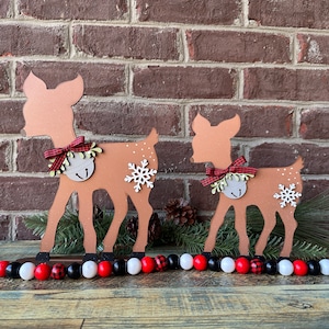 reindeer shelf sitter, woodland Christmas decor for home, secret Santa gift for coworkers, farmhouse Christmas mantle decor, Christmas gifts
