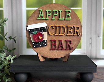 cartello in legno per bar del sidro di mele, decorazione autunnale con vassoi a più livelli, cartello per frutteto di mele, decorazione autunnale per la casa, decorazioni per la festa del raccolto, decorazione autunnale per la cucina
