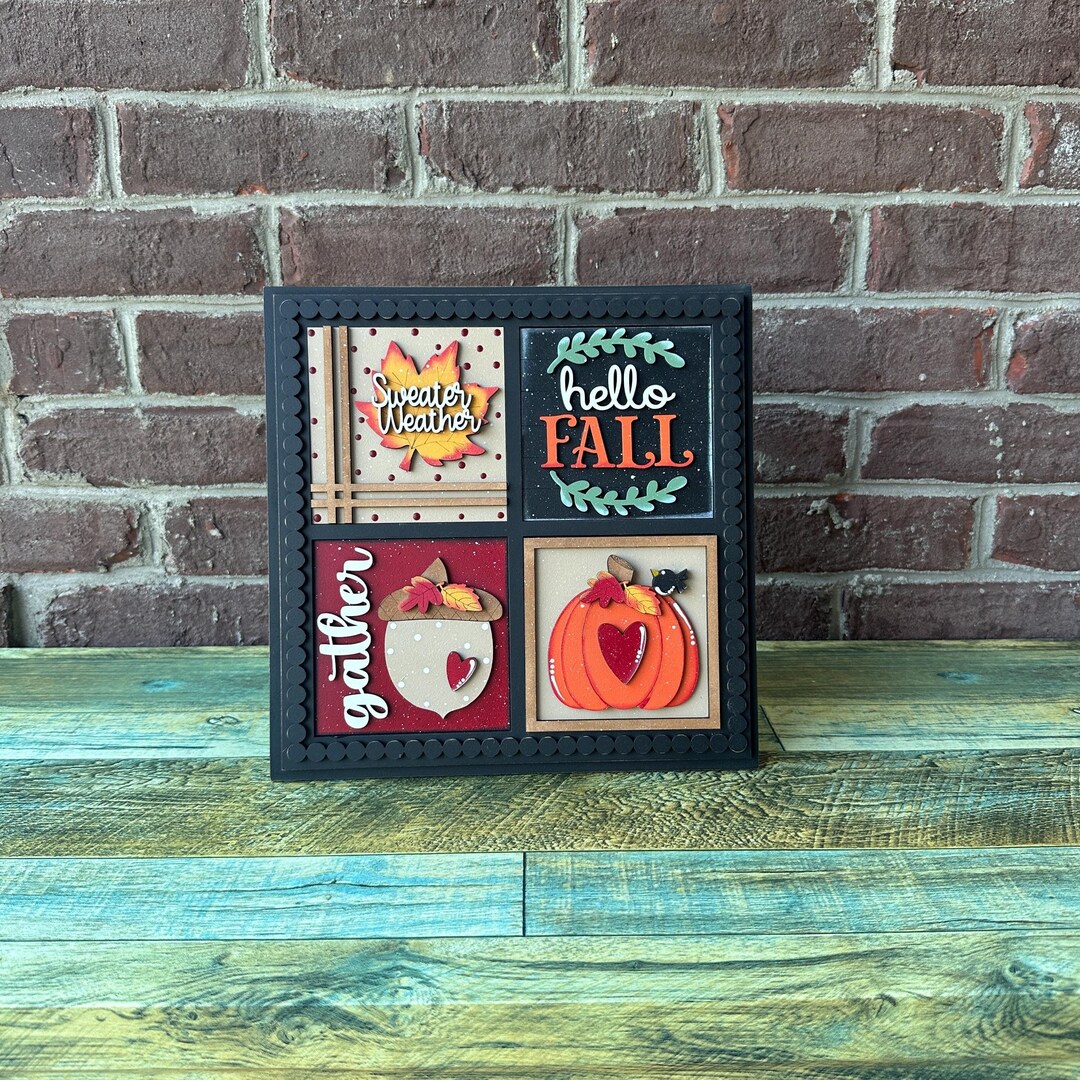 Fall Interchangeable Ladder Inserts, Autumn Sign Decor Set for Home ...
