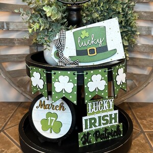 St. Patrick&#39;s Day Tiered Tray Decor Bundle, St. Patrick&#39;s Day Tiered Tray Decor Set, Spring Decor, Farmhouse Home Decor, Tiered Tray Signs